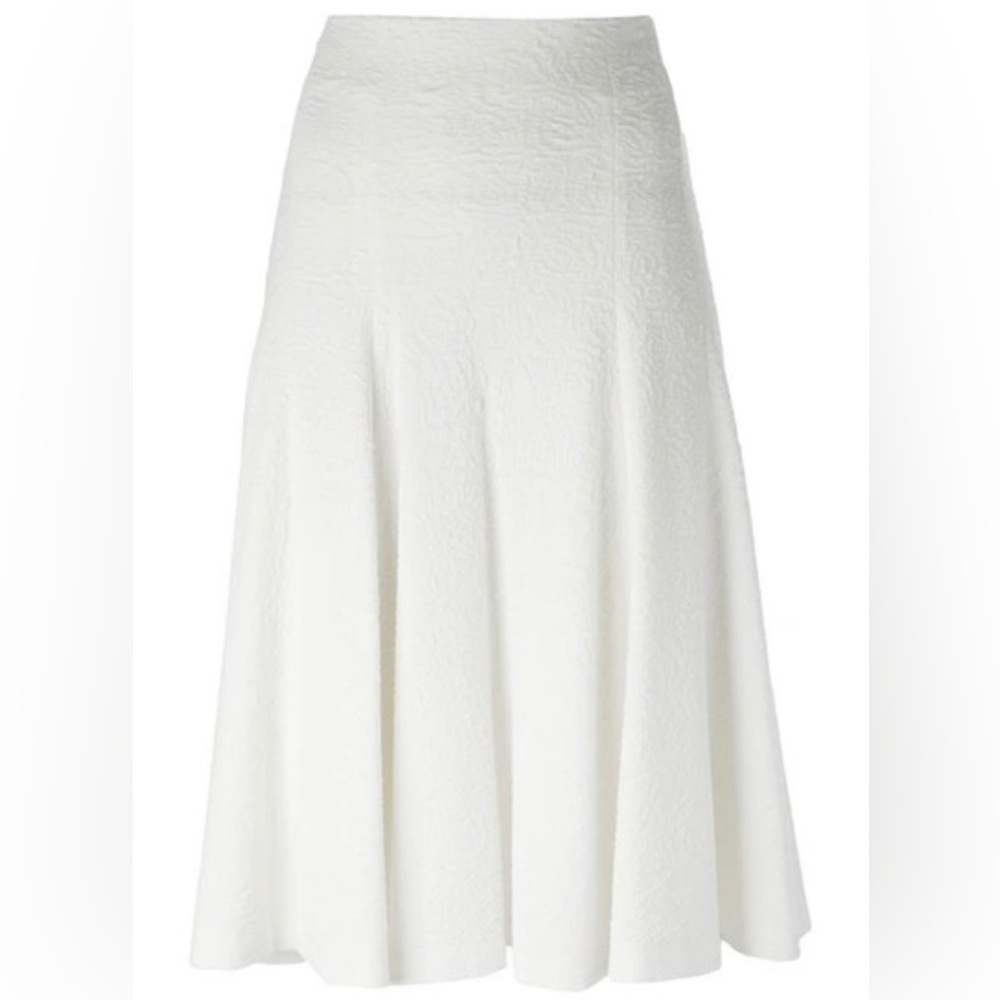 ALICE + OLIVIA Pleated Cloqué Midi Skirt textured viscose blend ivory size 6